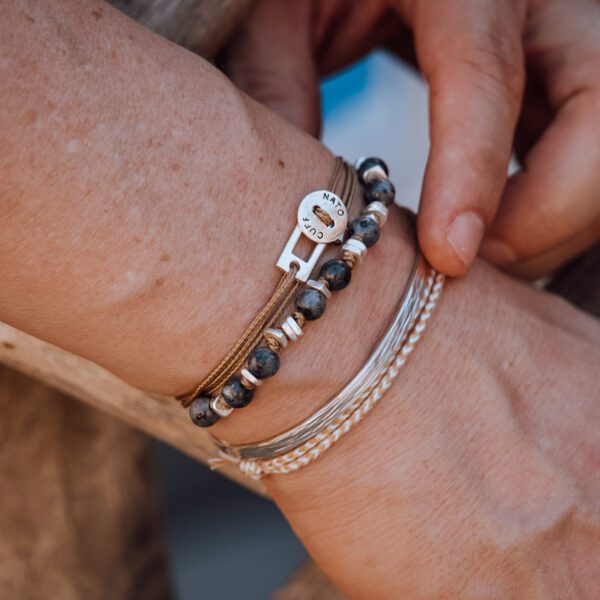 Bracelets Wrap 3 Tours Toggle - Paracorde Pierres Naturelles et Argent 925
