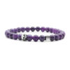 Nato Cuff - Bracelet Skull en Argent Tete de mort - Pierre Amethyst 6mm - Bijoux Homme ou Femme Bracelet Skull Cube Argent 925