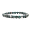 Nato Cuff - Bracelet Skull en Argent Tete de mort - Pierre Blood Stone 6mm - Bijoux Homme ou Femme Bracelet Skull Cube Argent 925