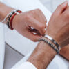 Nato Cuff - Bracelet Skull en Argent Tete de mort - Pierre Hematite 6mm - Bijoux Homme ou Femme 2 Bracelet Skull Cube Argent 925