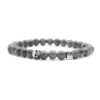 Nato Cuff - Bracelet Skull en Argent Tete de mort - Pierre Larvikite 6mm - Bijoux Homme ou Femme Bracelet Skull Cube Argent 925
