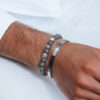 Nato Cuff - Bracelet Skull en Argent Tete de mort - Pierre Larvikite 6mm - Bijoux Homme ou Femme 2 Bracelet Skull Cube Argent 925