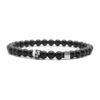 Nato Cuff - Bracelet Skull en Argent Tete de mort - Pierre Onyx 6mm - Bijoux Homme ou Femme Bracelet Skull Cube Argent 925