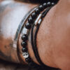 Nato Cuff - Bracelet Skull en Argent Tete de mort - Pierre Onyx 6mm - Bijoux Homme ou Femme 2 Bracelet Skull Cube Argent 925
