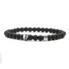 Nato Cuff - Bracelet Skull en Argent Tete de mort - Pierre Onyx Mat 6mm - Bijoux Homme ou Femme Bracelet Skull Cube Argent 925